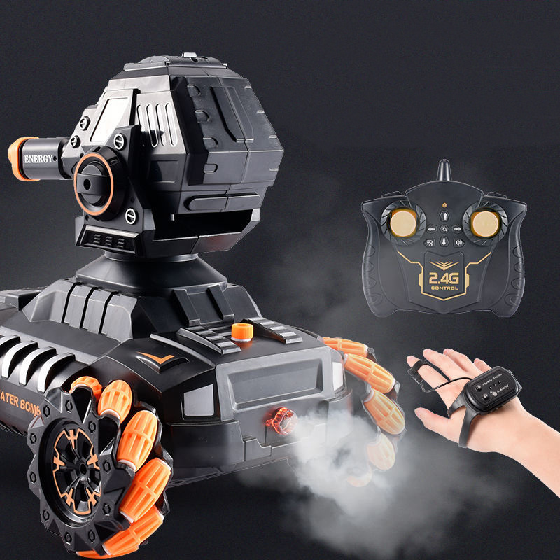 Remote Control Tank Can Launch Water Bomb Combat Vehicle Gesture Sensing Control Rechargeable Battery Boy Toy (Equipped With 2 Batteries + 30000 Water