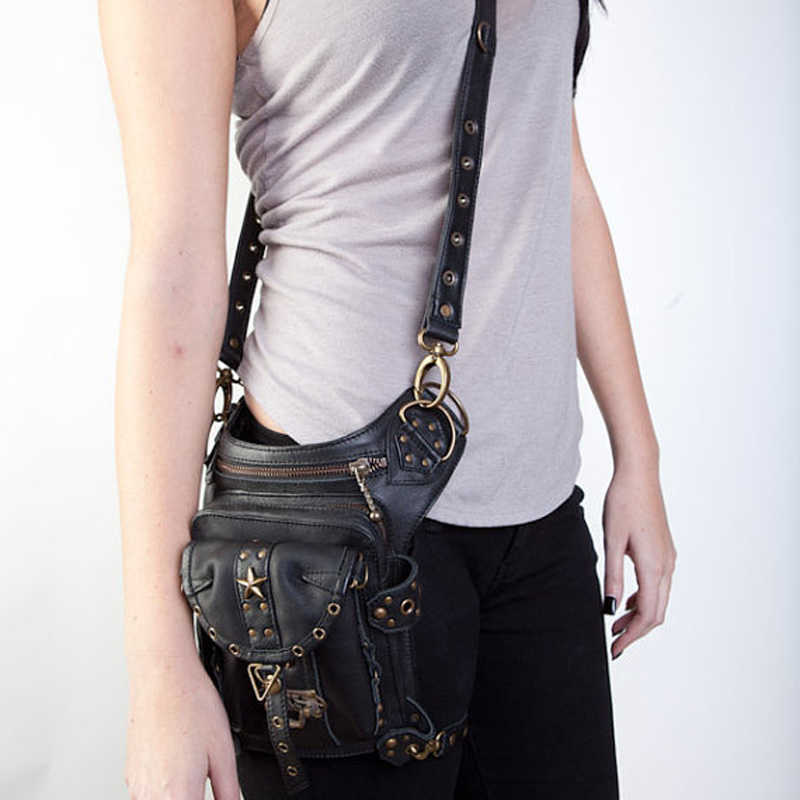 Norbinus Steampunk Waist Leg Bags Women Men Victorian Style Holster Bag Motorcycle Thigh Hip Belt Packs Messenger Shoulder 211006