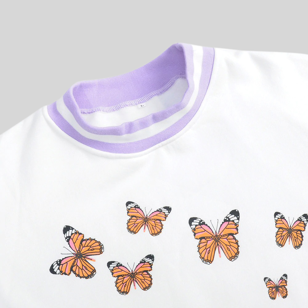 Womens Clothes Hoodies Sweatshirt Young Girls Cute Butterfly Loose Autunm Tops Women Long Sleeve Warm Fleece Pullover White Blue 201204