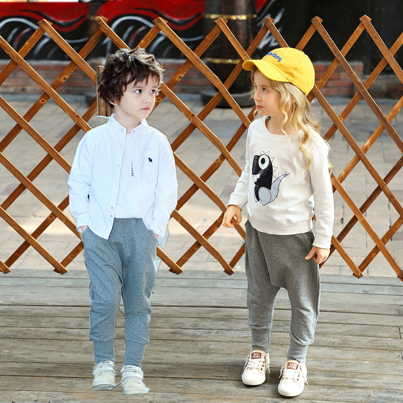 Big Boys Harem Pants For Girls Casual Baggy Cotton Solid Pants Children's Winter Clothes Lovely Cute Silk Trousers 210308