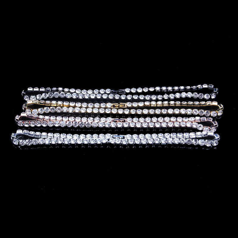 Mens Diamond Tennis Chain Iced Out Hip Hop Jewelry Necklaces 6mm Silver Rose Gold Black Fashion Bling Rhinestone Women Party Necklace Gifts