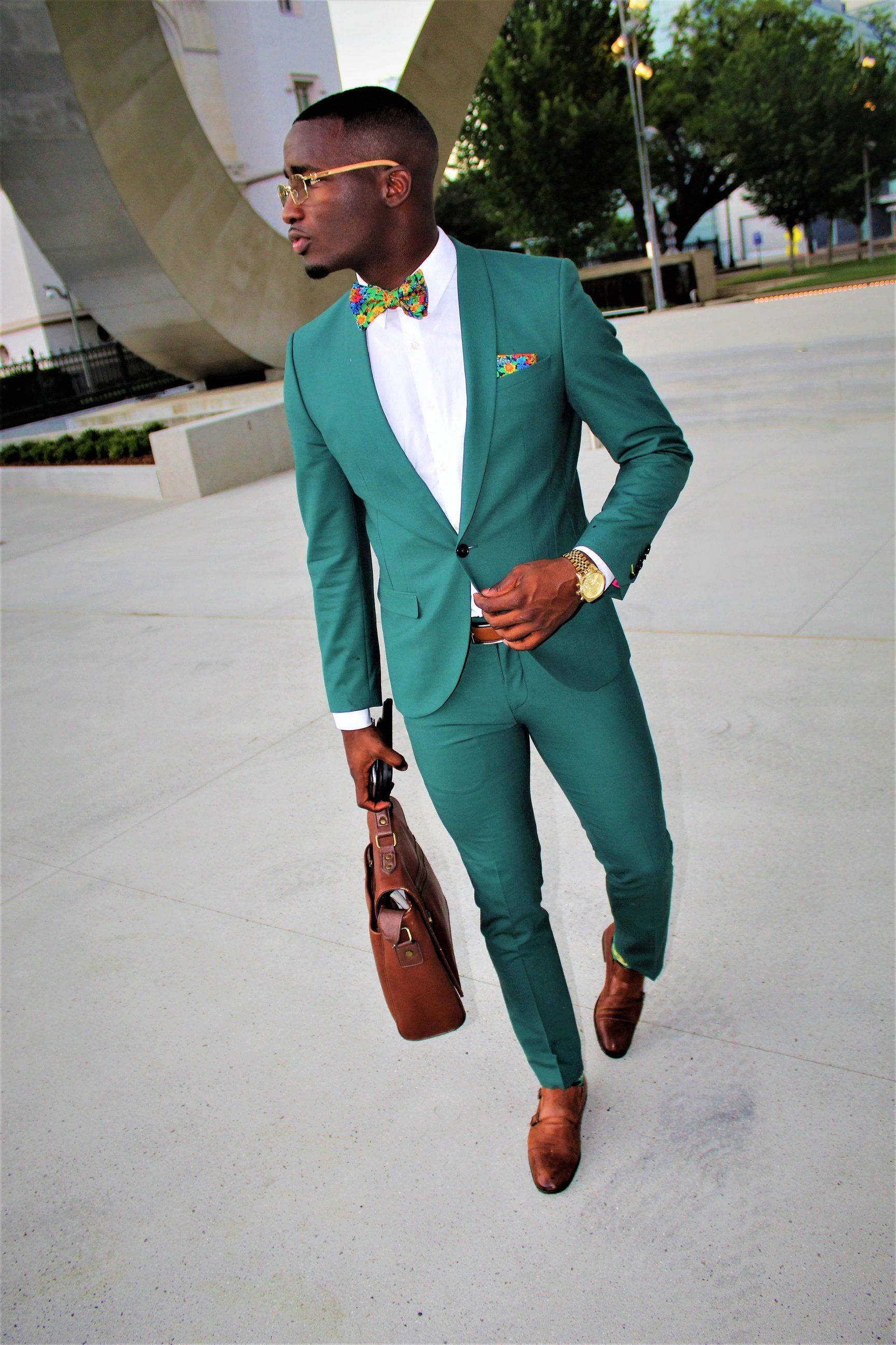 Two-Pieces Casual Green Single Breasted Men Suits Slim Fit Groom Wedding Dress Men's Suit