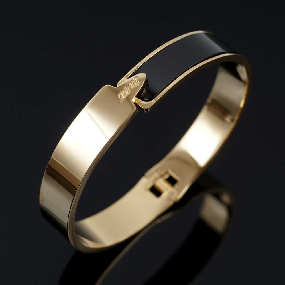 Luxury Half Black Border Bangle Bracelets Stainless Steel Spring Clasp Bangle for Women Men Gold Silver Color Wedding Jewelry Q0717
Luxury Half Black Border Bangle Bracelets Stainless Steel Spring Clasp Bangle for Women Men Gold Silver Color Wedding Jewelry Q0717