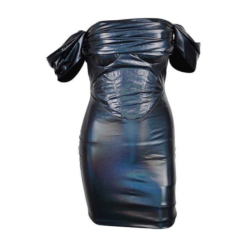 DEAT Women Slim Midi-Dress Slash Neck Sleeveless Arrivals Lady Sexy Temperament Fashion Spring Summer 11D1139 210709