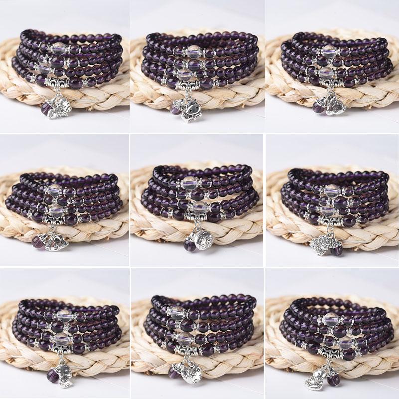 Beaded, Strands 6MM Long Round Purple Crystal Beaded Bracelet With 12 Chinese Zodiac Pendants Charms For Couple Lovers Fashion Jewelry
Beaded, Strands 6MM Long Round Purple Crystal Beaded Bracelet With 12 Chinese Zodiac Pendants Charms For Couple Lovers Fashion Jewelry