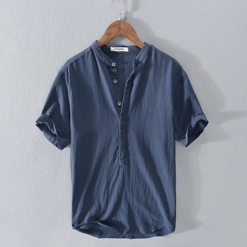 2021 New Stand Collar Pullover Short-sleeved Linen Summer Casual Fashion Shirts for Men Solid Comfortable Shirt Mens Chemise Jkrm, Sky blue
2021 New Stand Collar Pullover Short-sleeved Linen Summer Casual Fashion Shirts for Men Solid Comfortable Shirt Mens Chemise Jkrm, Sky blue