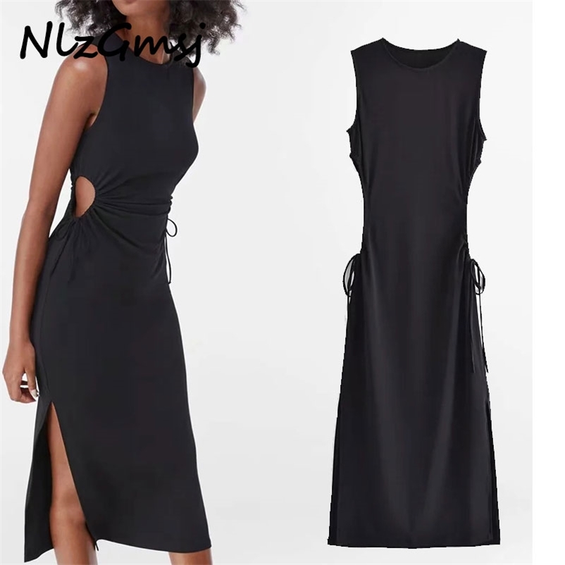 Dres Elegant Sleeveless Hollow Out Knitted Female Waist Lace Up Hem Slit Vestidos Chic Midi 04 210628, As picture
Dres Elegant Sleeveless Hollow Out Knitted Female Waist Lace Up Hem Slit Vestidos Chic Midi 04 210628, As picture