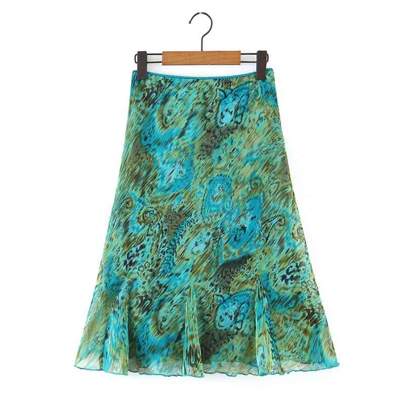 Women Summer Floral Chiffon Skirts High Waist Ruffles A-line Knee Length Casual Elegant Vacation 210525, Green
Women Summer Floral Chiffon Skirts High Waist Ruffles A-line Knee Length Casual Elegant Vacation 210525, Green