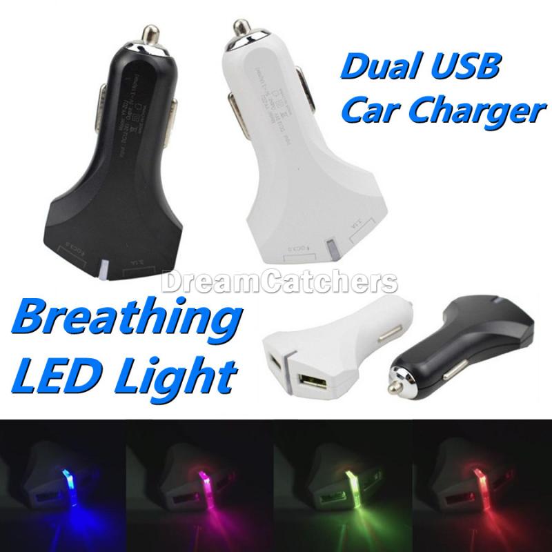 2.4A Dual USB Fast Car Charger Auto Quick Charge LED Breathing Light Lighting Up Changing Color 2 Charging Port Adapter For Iphone Samsung Mobile Cell Smart Phone
2.4A Dual USB Fast Car Charger Auto Quick Charge LED Breathing Light Lighting Up Changing Color 2 Charging Port Adapter For Iphone Samsung Mobile Cell Smart Phone