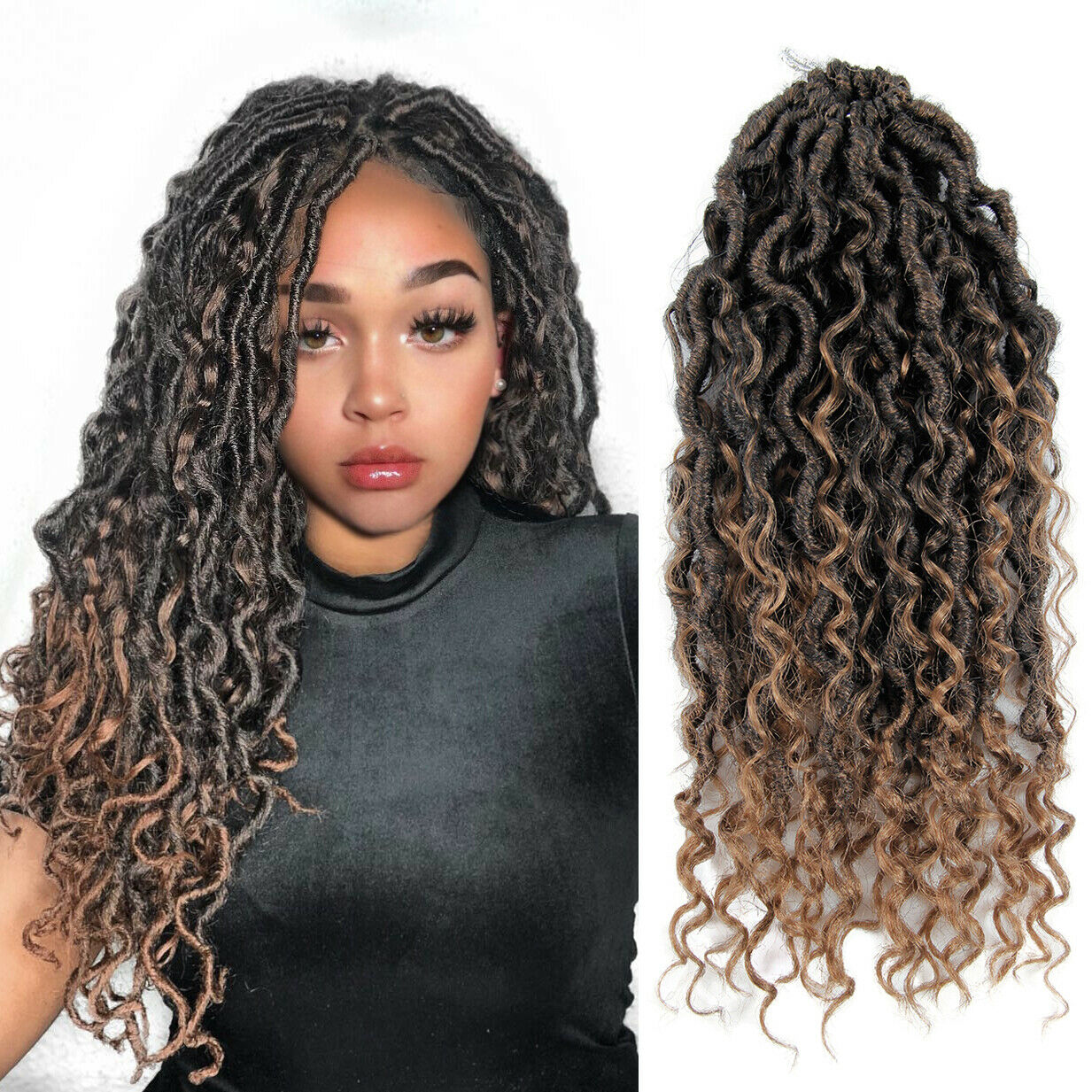 1pcs Crochet Braids Hair River Locs Wavy Crochet with Curly Hair Extensions Synthetic Braiding Hair Extension
