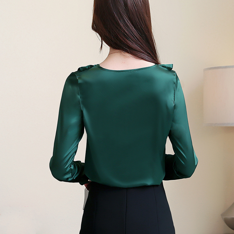 Fashion Womens Tops And Blouses V Collar Office Blouse Women Chiffon Blouse Shirt Female Long Sleeve Women Shirts Blusas 2355 50 210225
