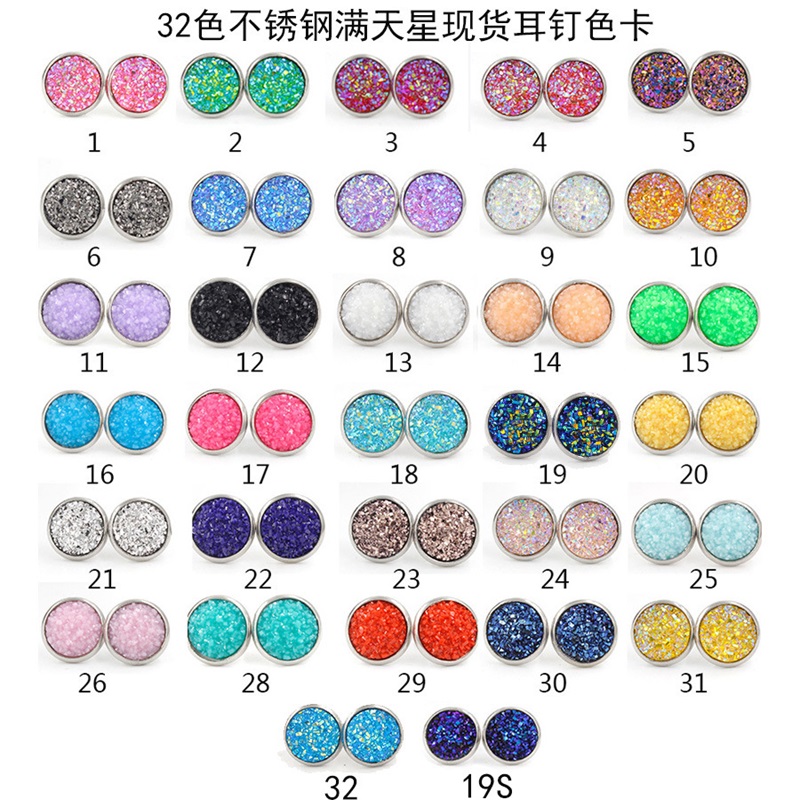 Fashion 8mm 10mm 12mm Handmade Druzy Earrings Trendy Womens Simple Stainless Steel Tone Wholesaling Resin Stone Earring Free Shipping 83 U2, Golden;silver
Fashion 8mm 10mm 12mm Handmade Druzy Earrings Trendy Womens Simple Stainless Steel Tone Wholesaling Resin Stone Earring Free Shipping 83 U2, Golden;silver