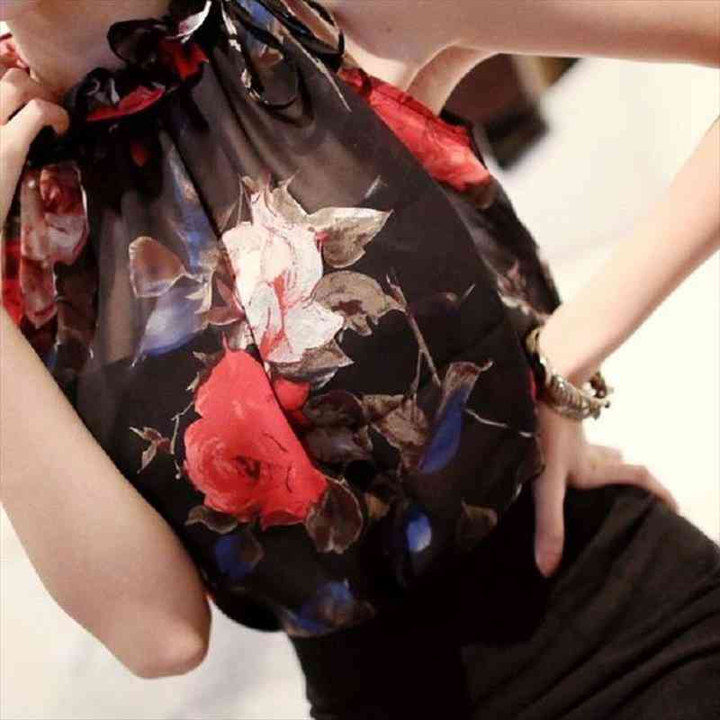 summer floral print sleeveless women blouses ruffled halter neck fashion chiffon female loose casual shirts, White
summer floral print sleeveless women blouses ruffled halter neck fashion chiffon female loose casual shirts, White