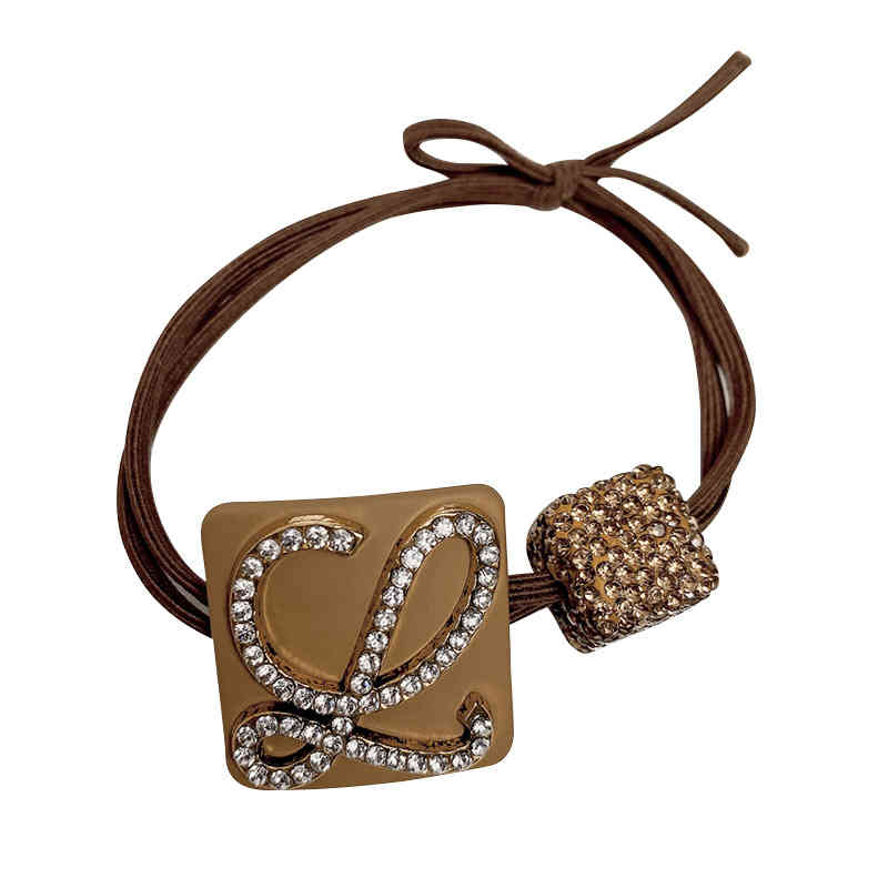 Hair Jewelry Accessories Korean Simple Letter Rhinestone Rope Net Red Headdress High Elastic Rubber Band 2021 Fashion