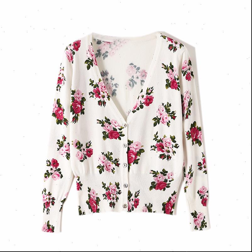 Rose Print V neck Slim Short Knitted Cardigan Women modis sweater 2021 spring and autumn new arrival Wholesale price, White
Rose Print V neck Slim Short Knitted Cardigan Women modis sweater 2021 spring and autumn new arrival Wholesale price, White