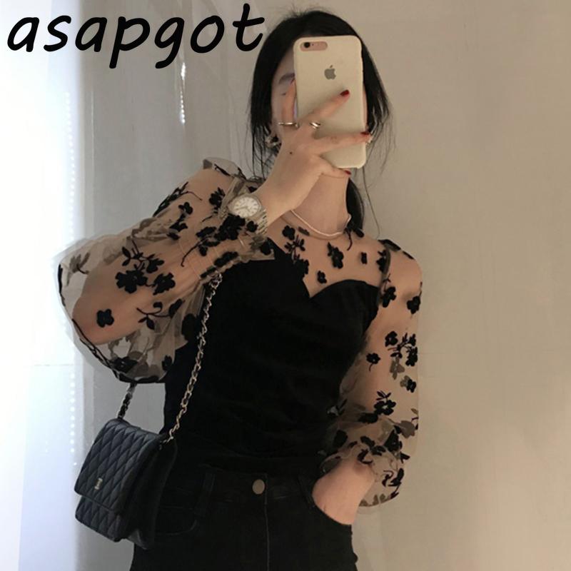 Women's Blouses & Shirts Chic Autumn French Round Neck Perspective Floral Fake Two-piece Mesh Patchwork Velvet Bottoming Tops Black Blouse R, White
Women's Blouses & Shirts Chic Autumn French Round Neck Perspective Floral Fake Two-piece Mesh Patchwork Velvet Bottoming Tops Black Blouse R, White