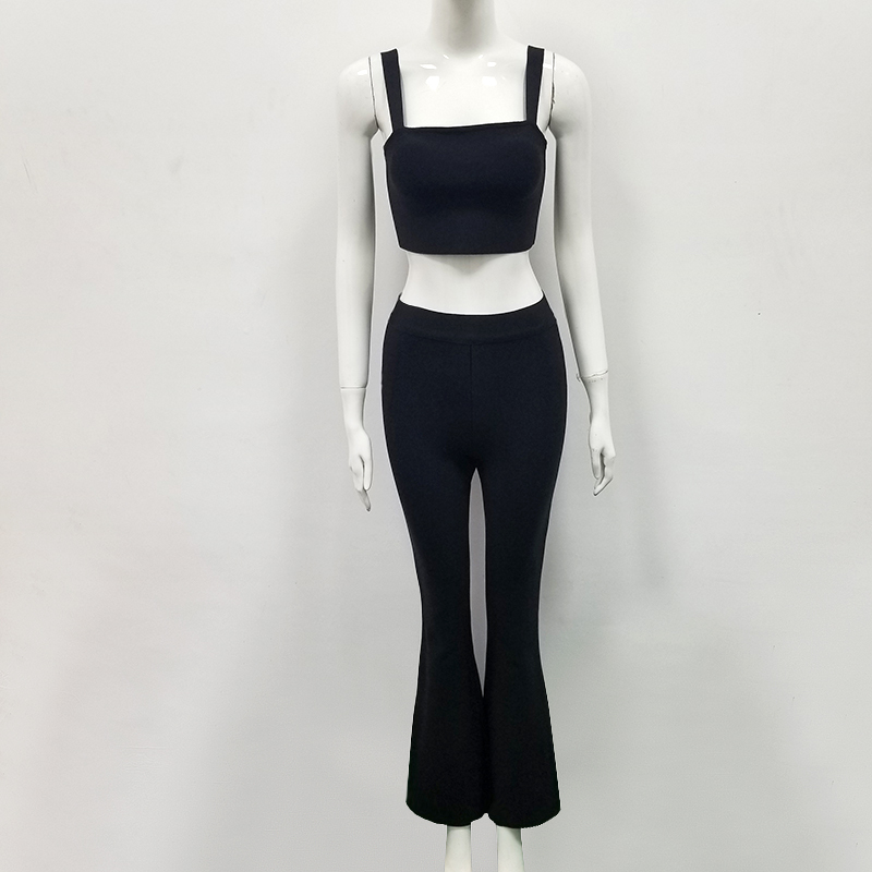 Bandage Set Two Pieces Spaghetti Straps 3 Colors Celebrity Evening Party Outfit Vintage Vestios Bandagem 210302