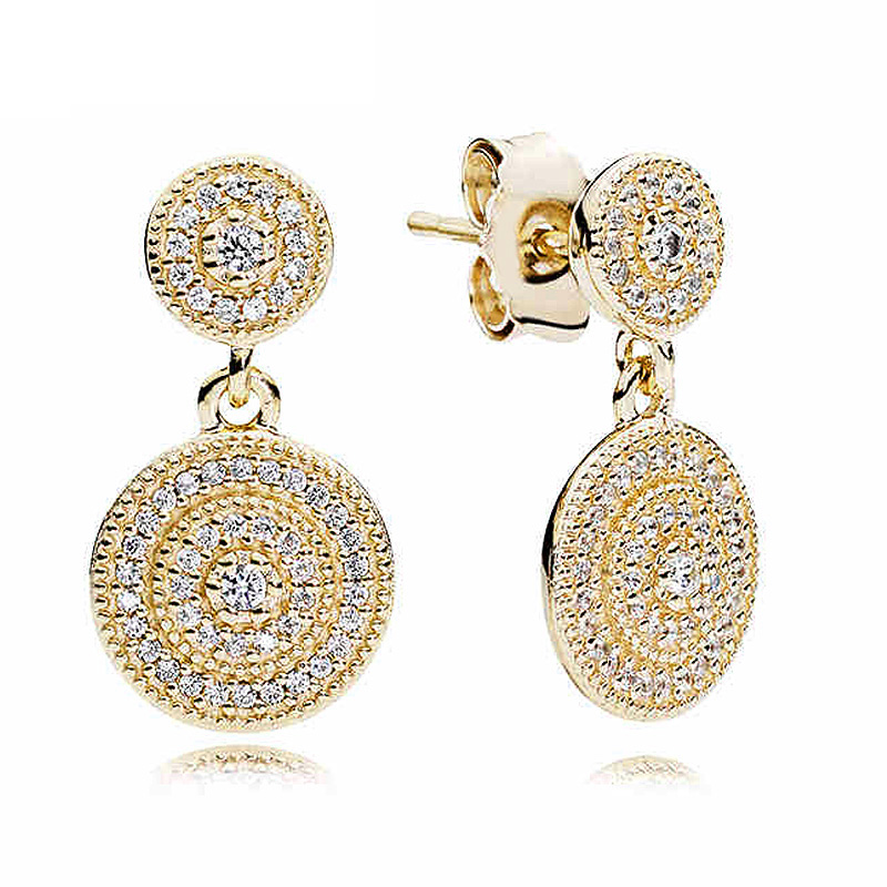 Fashion Stud Earrings 925 Sterling Silver Rose Droplets Heart Circles Radiant Elegance Enchanted Crown For Women Jewelry Gift