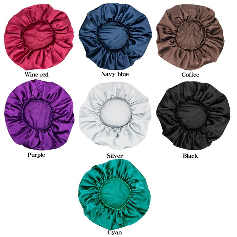 Large Bonnet Hat Hair Accessories Women Big Size Beauty Print Satin Silk Sleep Night Cap Head Cover Bonnets Hats