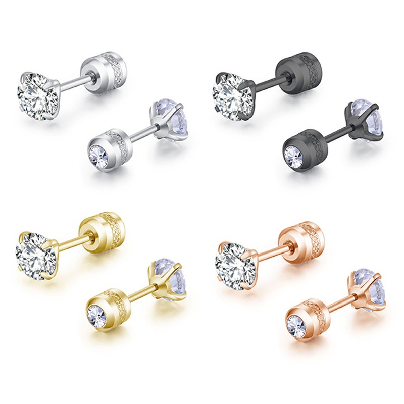 Zircon Cartilage Stud Earrings Tragus Helix Bar Daith Earing Ear Piercing Korean Earring for Women Girl Body Jewelry