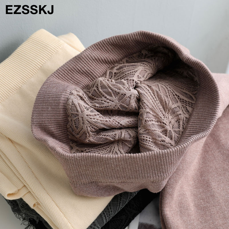 casual Aline long pencil sweater thick skirt female autumn winter midlength lace elegant bodycon skirt women 210306