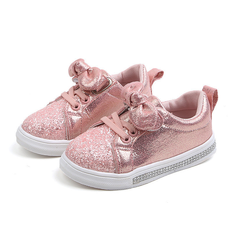 Toddler Children Baby Boys Casual Sequins Bowknot Crystal Run Sport Sneakers Shoes For Girls C260130