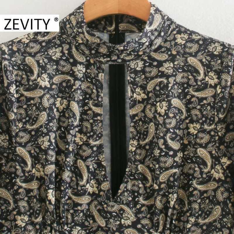 Zevity Autumn Women Vintage Cashew Nuts Print Hem Tassel Asymmetrical Dress Ladies Chic Sexy Hole Slim Party Vestido DS4546 210603