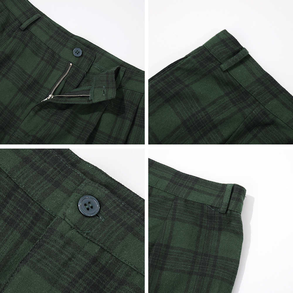 Plaid Pants Women Cotton Streetwear Retro Casual All-match Unisex 210702