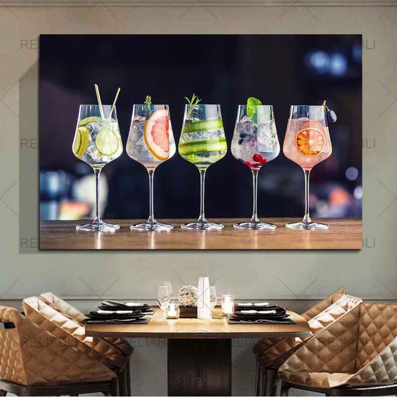 Nordic Colorful Cocktail Drinks Kitchen Print Modern Canvas Painting Wall Art Picture for Bar Dining Room Home Decor No Frame