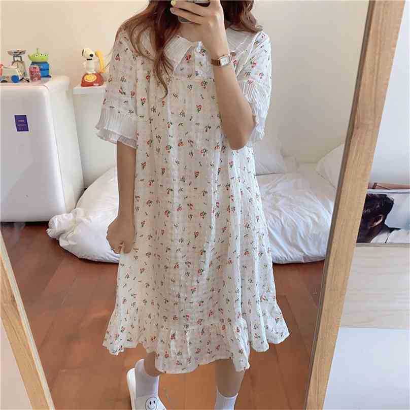 Summer Cotton Pajamas Soft Sweet Printing Nightdress Stylish Sleepwear Women Femme Home Chic Loose Dress 210525, Photo color
Summer Cotton Pajamas Soft Sweet Printing Nightdress Stylish Sleepwear Women Femme Home Chic Loose Dress 210525, Photo color