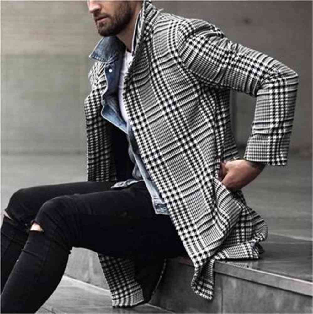 Men Plaid Mid-length Wool Trench Coats Fashion Trend Long Sleeve Single-breasted Lapel Outerwears Designer Male Winter Casual Slim Woolen, Black
Men Plaid Mid-length Wool Trench Coats Fashion Trend Long Sleeve Single-breasted Lapel Outerwears Designer Male Winter Casual Slim Woolen, Black