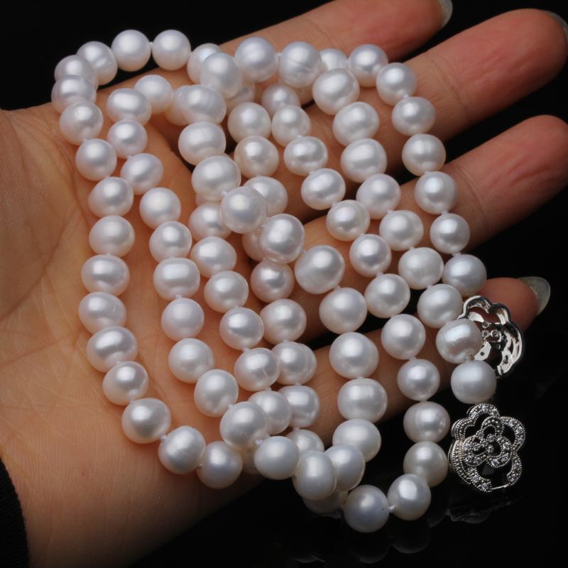 Trendy Real Natural Long Pearl Necklace Women,Wedding White Freshwater Round Pearl Necklace Party Gift J1202, Silver
Trendy Real Natural Long Pearl Necklace Women,Wedding White Freshwater Round Pearl Necklace Party Gift J1202, Silver