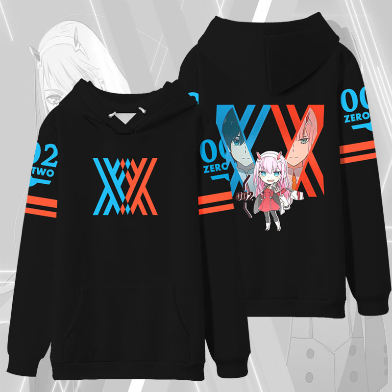 Anime Hoodie Darling in the franxx 02 ZERO TWO HIRO ICHIGO Cosplay Hooded Sweatshirt Full Color Print Pullover Teen Couple Coat 201020