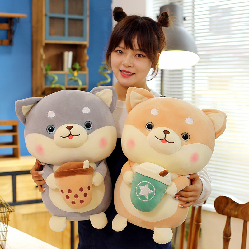 New akita dog plush toy doll wholesale cute large Shiba inu sleeping pillow tea cup doll Milk cups muppet gifts