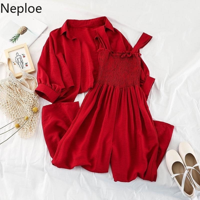 Neploe 2021 New Women Two Pieces Suit Fashion Spring Short Blouse Shirt Cardigan + Spaghetti Strap Jumpsuit Suits Woman Outfits 210316, Blue
Neploe 2021 New Women Two Pieces Suit Fashion Spring Short Blouse Shirt Cardigan + Spaghetti Strap Jumpsuit Suits Woman Outfits 210316, Blue