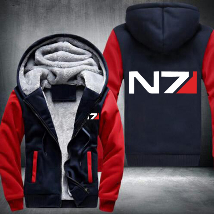 USA size Men Mass Effect N7 Zipper Jacket Sweatshirts Thicken Hoodie Coat Casual sweatshirts men fashion hoodie streetwear 201020