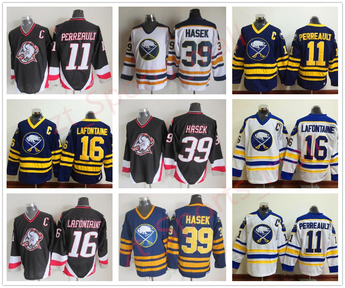 Buffalo Sabres Hockey Jerseys 16 Pat LaFontaine 11 Gilbert Perreault 39 Dominic Hasek 1992 CCM Vintage Stitched Jersey C Patch, Black;red
Buffalo Sabres Hockey Jerseys 16 Pat LaFontaine 11 Gilbert Perreault 39 Dominic Hasek 1992 CCM Vintage Stitched Jersey C Patch, Black;red