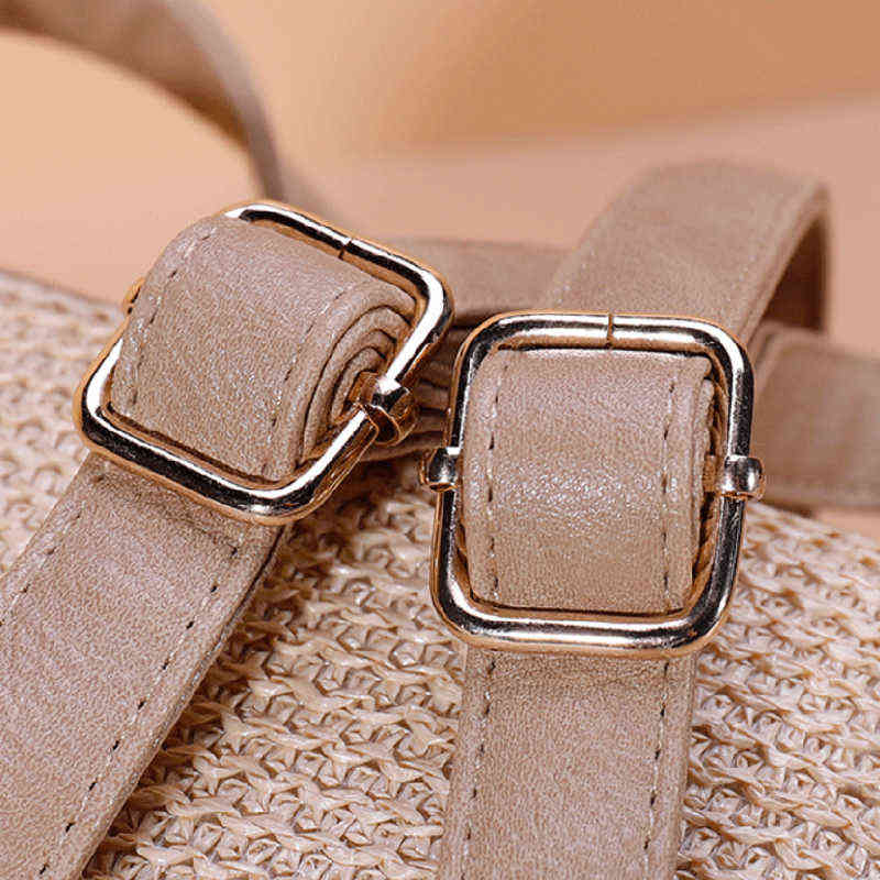New Fashion Small and Large Women's Backpack Summer Travel Beach Straw Backpack for Teenager Girls Weaved Shoulder Bag Mochila Y1105