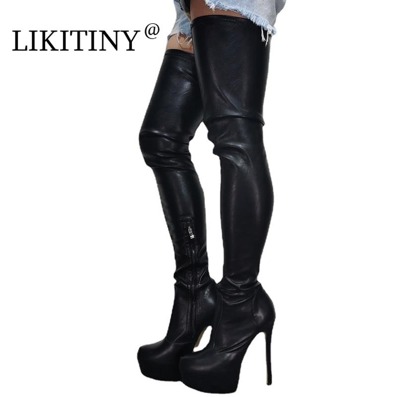 Boots LIKITINY 2021 Winter High Heels Stilettos Round Toe Side Zipper Women's Shoes Sexy Black Over The Knee Size 47
Boots LIKITINY 2021 Winter High Heels Stilettos Round Toe Side Zipper Women's Shoes Sexy Black Over The Knee Size 47