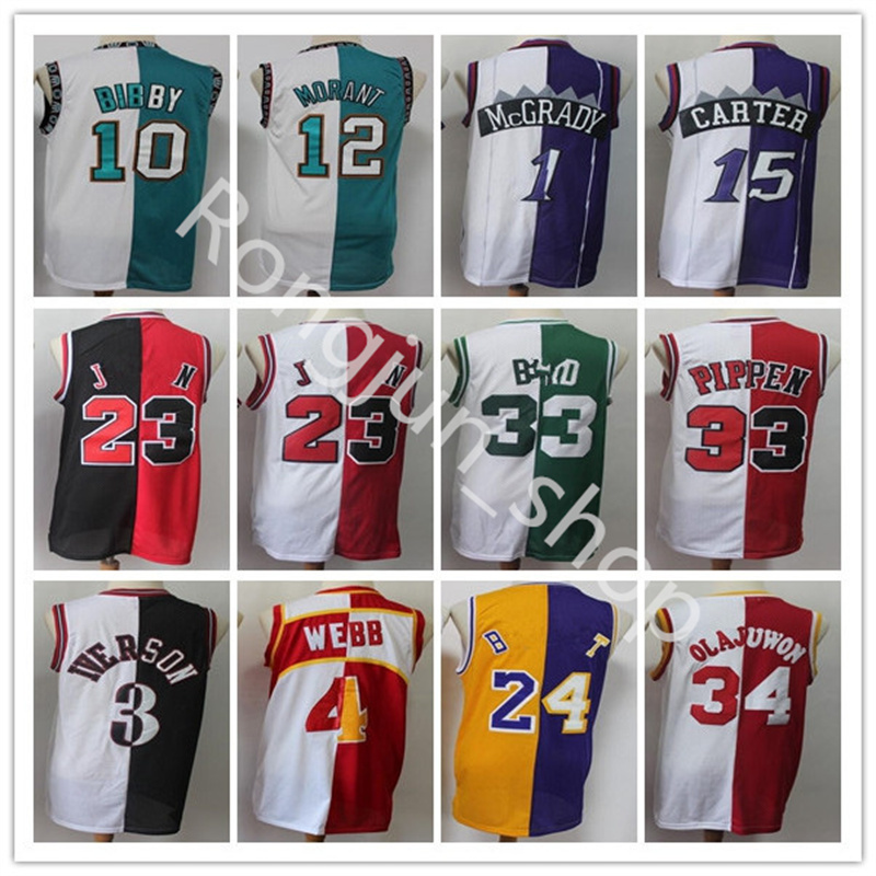 Split Two Colors Basketball Jersey Allen Iverson Scottie Pippen Hakeem Olajuwon Tracy McGrady Vince Carter Mike Spud Bibby Webb Ja Morant
Split Two Colors Basketball Jersey Allen Iverson Scottie Pippen Hakeem Olajuwon Tracy McGrady Vince Carter Mike Spud Bibby Webb Ja Morant
