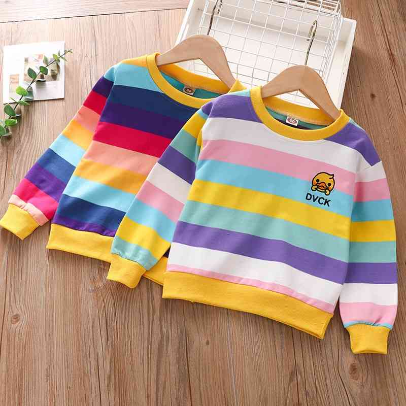 Children's 2021 autumn boys' girls' Korean rainbow stripe sweater Pullover middle and children's loose top
Children's 2021 autumn boys' girls' Korean rainbow stripe sweater Pullover middle and children's loose top