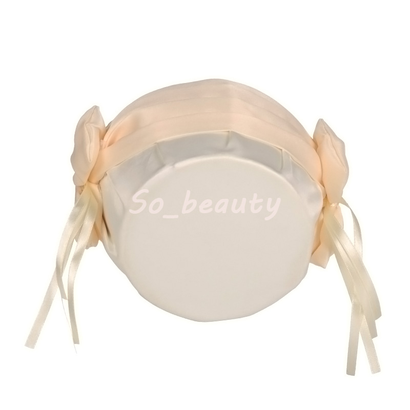 Champagne Lace Girl Basket Elegant Satin With Bow knot Round Wedding Favors Decoration L5645