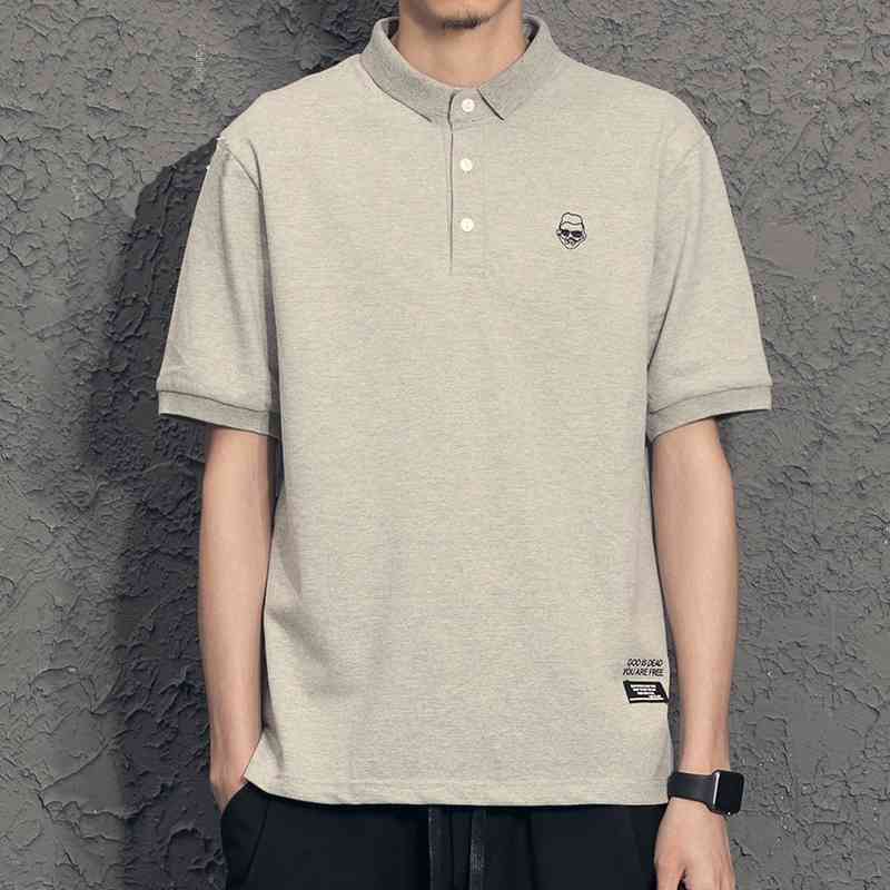 Hong Kong fashion brand simple Polo Shirt slim fitting embroidery Lapel summer T-shirt solid color short sleeve men's shirt, White
Hong Kong fashion brand simple Polo Shirt slim fitting embroidery Lapel summer T-shirt solid color short sleeve men's shirt, White
