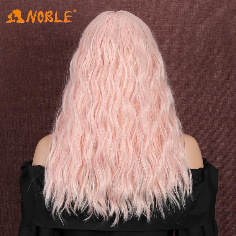 Synthetic Wigs Noble Girl With Bangs Pink Color Wig Short Wavy Ombre Heat Resistant Hair For Women
