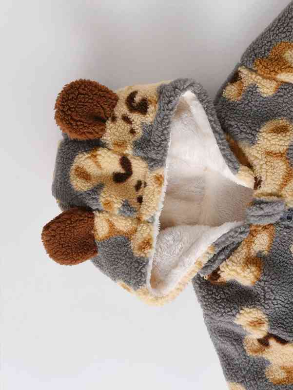 Baby Bear Pattern Zip Up Teddy Jacket SHE