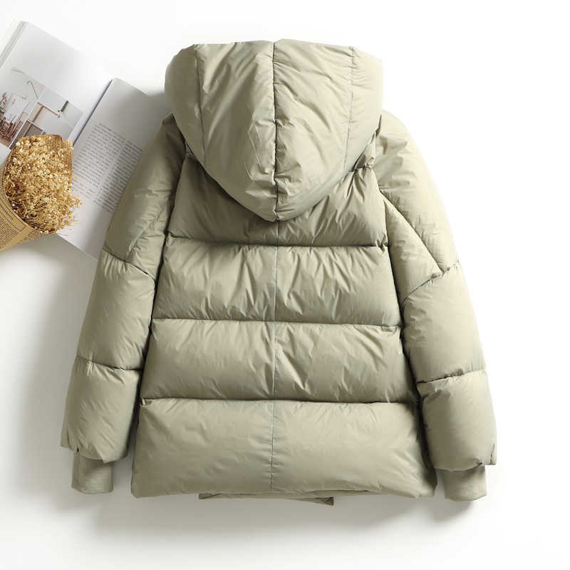 Winter Thick Warm Down Coat Women Oversized Hooded Puffer Jacket Female Bat Sleeve Plus size Casual Loose Overcoat Lady 211018