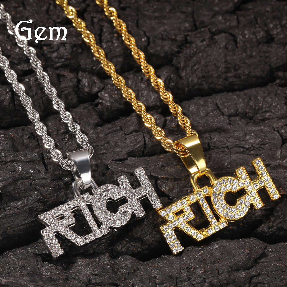 Hip hop new full diamond rich English letter Pendant Fashion Brand hiphop men's and women's rap Necklace Jewelry
Hip hop new full diamond rich English letter Pendant Fashion Brand hiphop men's and women's rap Necklace Jewelry