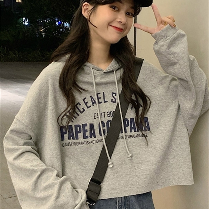 Fashion Loose Hoodies Harajuku Streetwear Hip Hop Aesthetic Korean Style Crewneck Hoodie Sudaderas Women's Clothing DB60WY 201127