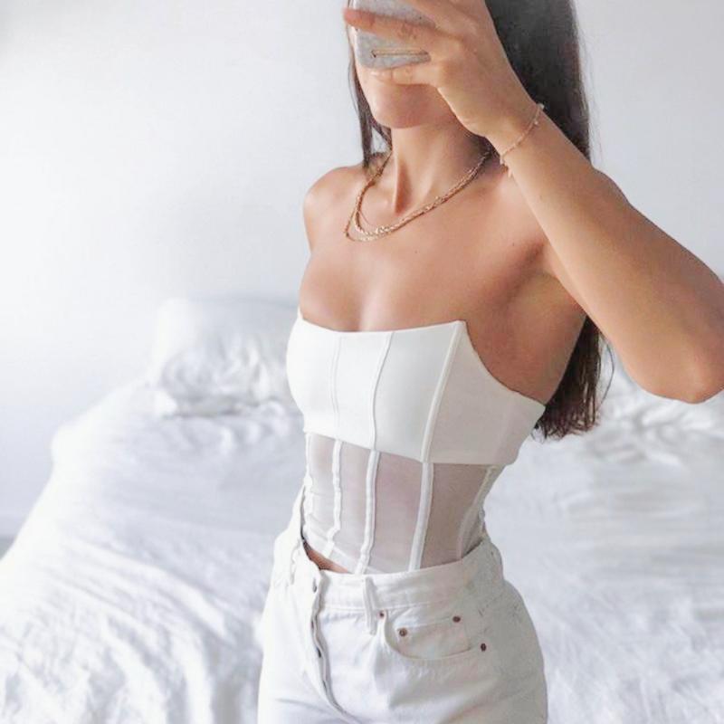 Women' Tanks & Camis Sexy Mesh Patchwork Perspective Tube Tank Tops Solid Color Skinny Low-Cut Summer Wild Chic Exposed Navel Strapless Ves, White
Women' Tanks & Camis Sexy Mesh Patchwork Perspective Tube Tank Tops Solid Color Skinny Low-Cut Summer Wild Chic Exposed Navel Strapless Ves, White