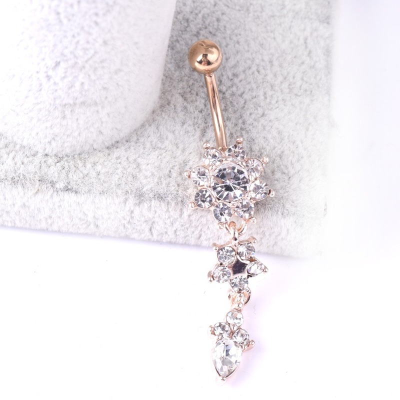 Body Puncture Diamond Water Drop Belly Ring Navel Rings Gold Stainless Steel Belly Button Rings Nail Women Fashion Jewelry Will and Sandy
